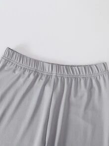 青少年女孩冬季套裝 上衣純色圓領長袖T恤與喇叭褲 休閒可愛套裝 家庭拍照穿搭 灰色 - 灰色 - 查看 5