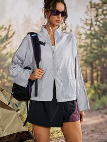 Exploreva Women's Simple Versatile Pocket Zipper Long Sleeve Sun Protection Jacket - Mauve Purple - View 10