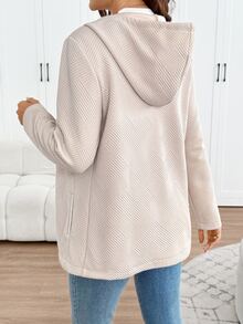 SHEIN Maternity Solid Color Long Sleeve Zip-Up Hooded 3-In-1 Jacket - Apricot - View 6