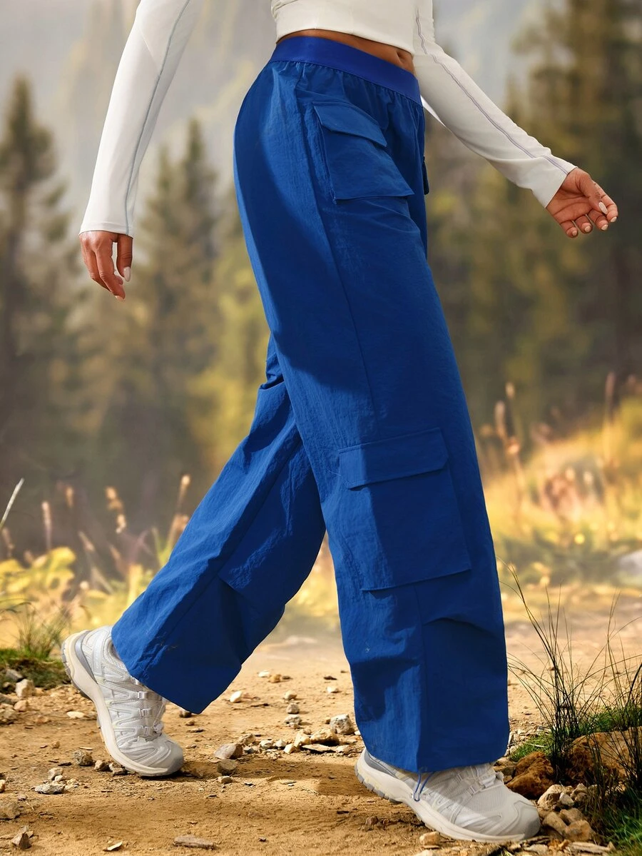 Exploreva Women's Solid Color Casual Versatile Daily Outdoor Hiking Long Pants - Blue - View 1