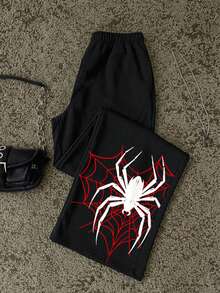 Attitoon Halloween Goth Y2K Spider /Spider Web Basic Sweatpants - Multicolor - View 7