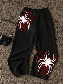 Attitoon Halloween Goth Y2K Spider /Spider Web Basic Sweatpants - Multicolor - View 4