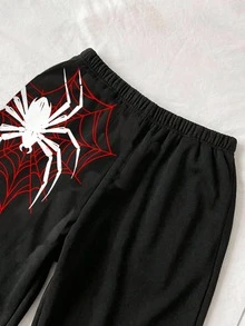 Attitoon Halloween Goth Y2K Spider /Spider Web Basic Sweatpants - Multicolor - View 5