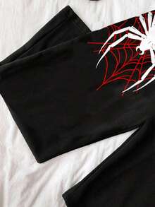 Attitoon Halloween Goth Y2K Spider /Spider Web Basic Sweatpants - Multicolor - View 3