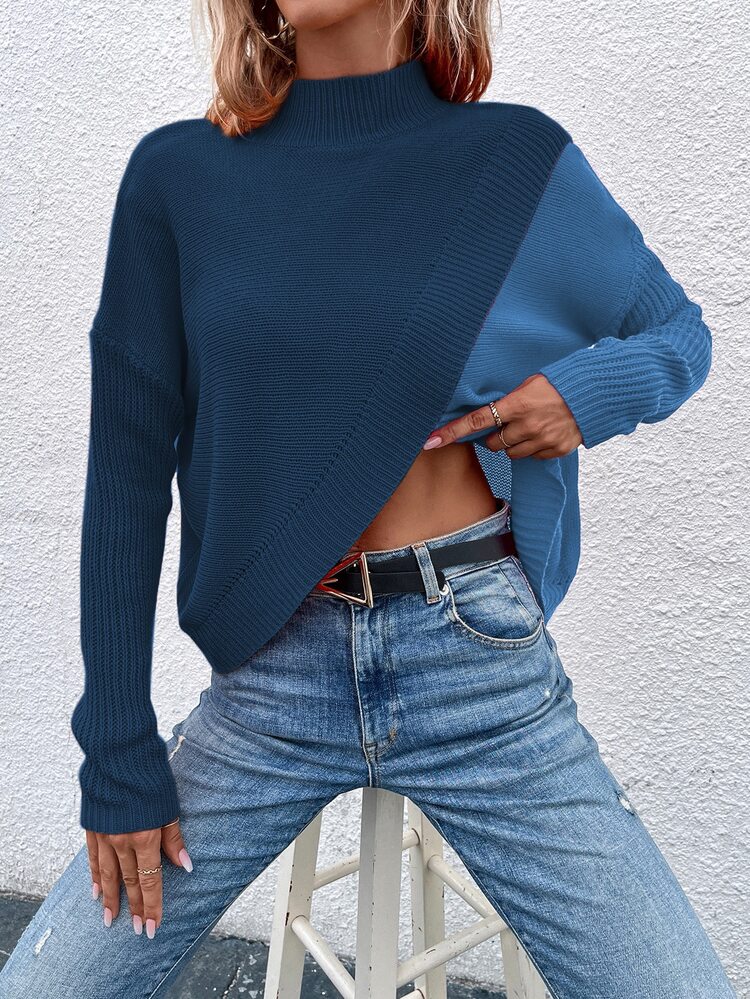 EMERY ROSE Women's Colorblock Casual Versatile Daily Wear Long Sleeve Sweater - Multicolor - View 5