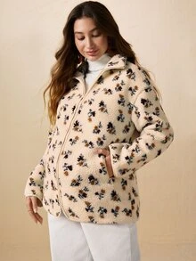 Boho Mama Maternity Ditsy Floral Zipper Front Casual 3-In-1 Jacket - Multicolor - View 7