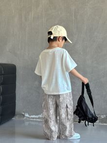 Bubblio 1pc Young Boy Casual Sports Cute Daily Comfortable Street Style Versatile Print Straight Leg Long Pants Suitable For Outings, School, Daily Gatherings, Spring, Summer, Autumn, Winter, Back To School, Fall - Multicolor - View 3