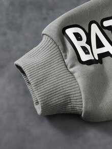 BATMAN X SHEIN Sudadera para niño joven con bloques de color, patchwork y estampado de dibujos animados - Negro - Ver 7