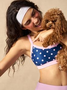 VARSIVA Women's Polka Dot Print Cropped Camisole And Leggings Sports Activewear Set - Blue - View 6