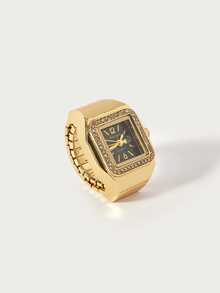 Glisma New BLINGBLING Fashion Ring Watch, Minimalist Unique Square Design With Rhinestones, Ins Style, Stackable, Niche Designer Piece, Daily Wear, Dating - one-size - View 9