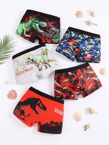 SHEIN 5pcs/Set Young Boy Cartoon Dinosaur Print Briefs, Comfortable Boxer Shorts Summer Potty Training Baby Pink - Multicolor - View 4