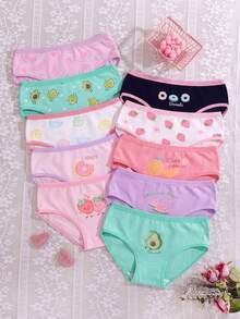 SHEIN 5件隨機款女童幼兒內褲 冬季日常 嬰兒粉色白色 卡通檸檬酪梨草莓甜甜圈水果印花 柔軟棉質內衣 - 彩色 - 查看 2