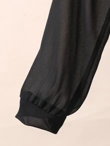 Girls' Casual Lightweight Long Sleeve Buttoned Black Polyester Breathable Classic Easy-CareSoft-Touch Bold Chic Shirt Fall Winter, Fall Tops - Black - View 10