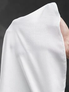 Manfinity CasualCool 男士純色竹紋領休閒長袖襯衫，白色商務休閒長袖襯衫，正式款 - 白色 - 查看 8