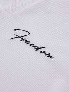 Manfinity CasualCool Men's Waffle V-Neck Top & "Freedom" Embroidered Letter Short Sleeve Shorts 2-Piece Sportswear Set - Multicolor - View 8