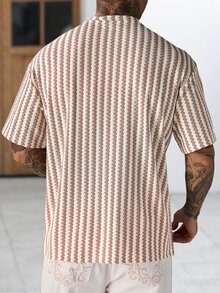 Manfinity CasualCool Men's Knit T-Shirt, Red And White Stripe, World Cup Vacation Vacation Summer Casual Streetwear - Red and White - View 6