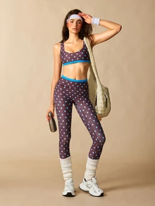 VARSIVA Women's Polka Dot Print Bra And Leggings Sports Activewear Set - Brown - View 10