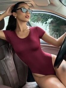 Sirith Short Sleeve Burgundy Ballet Leotard - Burgundy - View 4