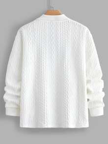 EASEVO Men's Fashion Minimalist Solid Color Half-Zip Pullover Sweatshirt Plus Size Halloween Winter Party Autumn Christmas - White - View 6
