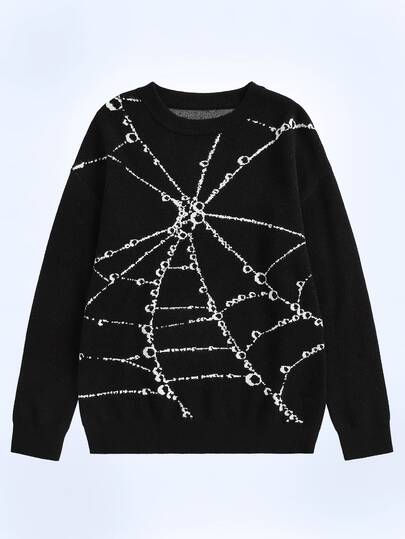 Shutterstock Y2Kool เสื้อกันหนาวพูลโอเวอร์ขนาดใหญ่ลายใยแมงมุมสีดำ Y2K สไตล์โกธิค สำหรับผู้หญิง, เหมาะสำหรับฮาโลวีน, วันหยุด, ปาร์ตี้, สวมใส่ในชีวิตประจำวัน, เสื้อกันหนาวใยแมงมุมสำหรับฤดูใบไม้ร่วง/ฤดูหนาว เสื้อกันหนาวสีดำ เสื้อกันหนาวลายกราฟิก เสื้อกันหนาวฮาโลวีน เสื้อกันหนาวแมงมุม ไอเดียการจับคู่ คอลเลกชันมีสไตล์สำหรับปีใหม่
