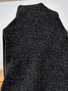 SHEIN طقم شتوي كاجوال يومي من قطعتين للحوامل: ملابس علوية بلون سادة بأكمام طويلة وبنطلون طويل بخصر قابل للتعديل - الأسود - مشاهدة 4