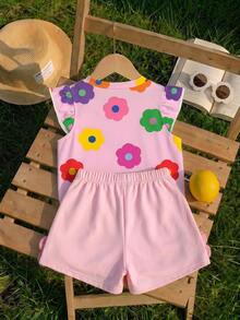 Baby Girl Casual Fashion Cute Flutter Sleeve Round Neck Top, Suitable For Spring And Summer - Multicolor - View 2