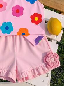 Baby Girl Casual Fashion Cute Flutter Sleeve Round Neck Top, Suitable For Spring And Summer - Multicolor - View 3
