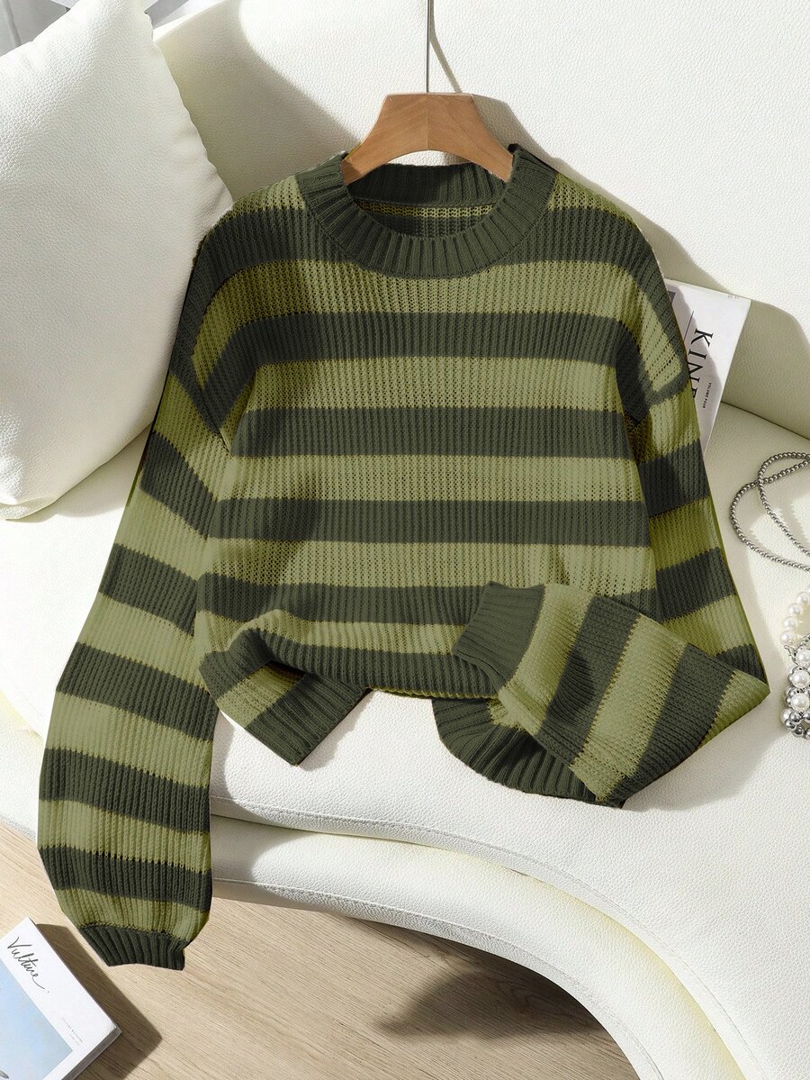 SHEIN Autumn/Winter Casual Colorblock Striped Sweater - Multicolor - View 1