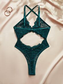 Charlaine Women's Sexy Lace Jumpsuit - Dark Green - View 9
