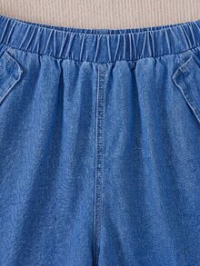 SHEIN PETITE Women's Casual Washed Side Button Denim Jeans - Blue - View 6