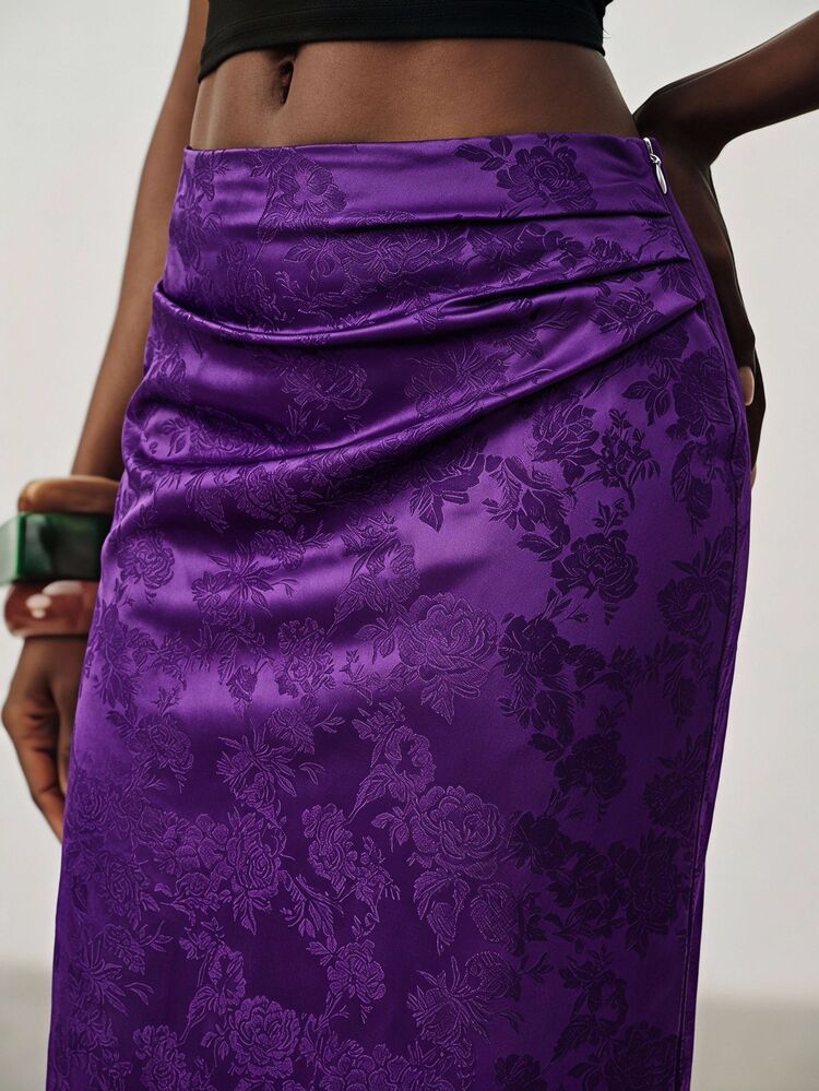 Aveloria Modichic Rok Wanita Motif Bunga Kasual Serbaguna untuk Pemakaian Sehari-hari - Purple - View 1