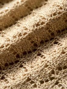 SHEIN Women's Fashion Diamond Lattice Pattern Gold Thread Glitter Multi-Wear Atmosphere Knit Two Pieces Set Dress - Apricot - View 7