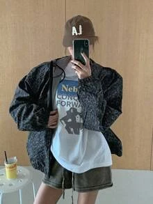DAZY 圓領長袖星星圖案字母印花T恤圖案上衣 - 白色 - 查看 4