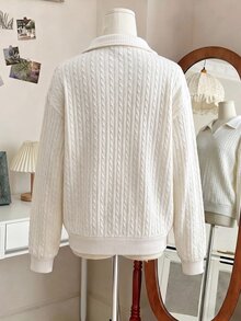 Breezaya Women's Casual Minimalist Versatile Solid Color Sweatshirt - Apricot - View 2