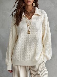Breezaya Women's Casual Minimalist Versatile Solid Color Sweatshirt - Apricot - View 6