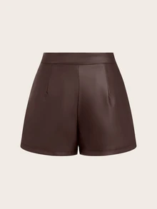 Franclia Women's Solid Color Pleated Casual Fashionable Versatile Shorts - Mocha Brown - View 8