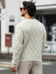 Marcello Vane Men's Solid Color Casual Versatile Daily Wear Long Sleeve Sweater Old Money Style Suitable For Wholesale Purchase - Light Grey - View 2