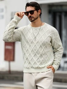 Marcello Vane Men's Solid Color Casual Versatile Daily Wear Long Sleeve Sweater Old Money Style Suitable For Wholesale Purchase - Light Grey - View 4