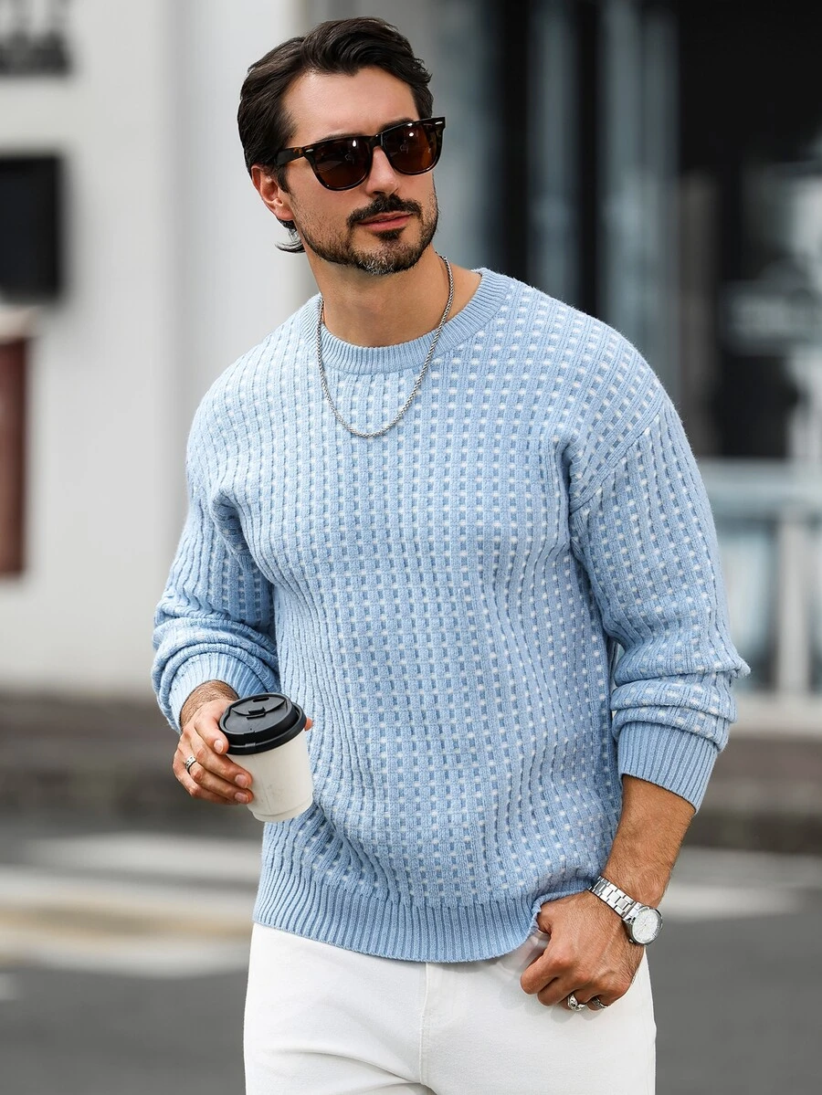 Marcello Vane Men's Plaid Casual Versatile Daily Wear Long Sleeve Sweater - Multicolor - View 1