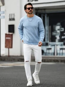 Marcello Vane Men's Plaid Casual Versatile Daily Wear Long Sleeve Sweater - Multicolor - View 6
