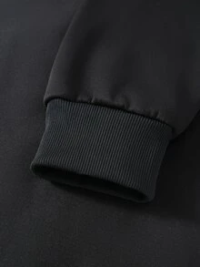 Manfinity Homme 男士加厚圆领保暖套头卫衣，冬季外出保暖黑色长袖休闲卫衣，送给朋友、丈夫、男友的秋季礼物 - 黑色 - 查看 6