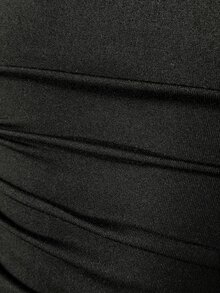 Bitrose SHEINUnitySexySolidColorExaggeratedSleeveCrewNeckShortSleeveT-ShirtWomenSShortSleeveTops BlousesForWomenNewTShirtGothicTopWomenTopGothicFashion - Black - View 7