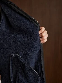 Manfinity CityGents Men's Patchwork Quilted Cardigan Old Money Formal Keep Warm - Black - View 8