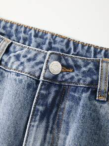 SHEIN Tall Women's Loose Wide Leg Casual Versatile Denim Jeans With Pockets - Blue - View 6