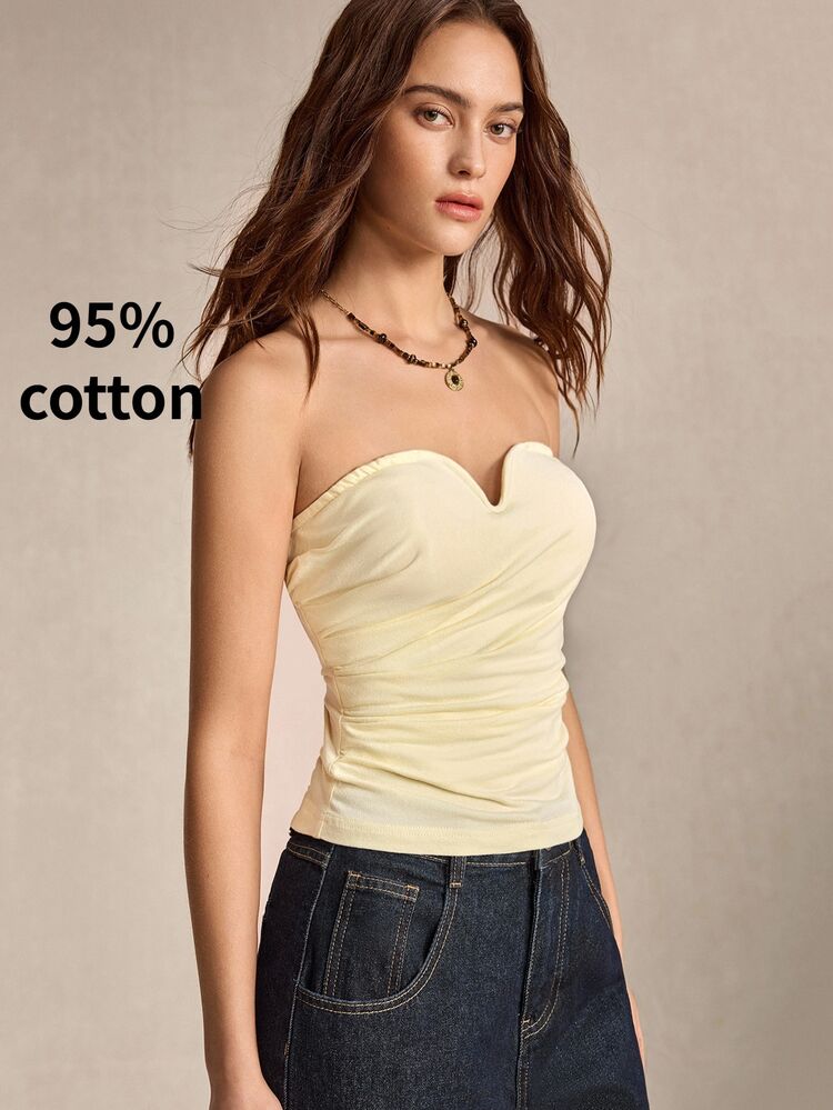 BizChic Women's Strapless Ruched Solid Color Top - Beige - View 6