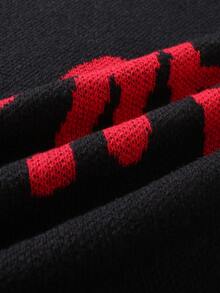 Claim Dot Men's Minimalist Jacquard Fashion Long Sleeve Sweater Streetwear Pull, Sweaters - Black - View 7