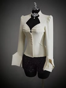SHEIN ICON Blazer Wanita Warna Polos Berlipit Kasual Serbaguna untuk Perjalanan Harian - Krem - View 10