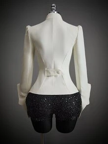 SHEIN ICON Blazer Wanita Warna Polos Berlipit Kasual Serbaguna untuk Perjalanan Harian - Krem - View 2