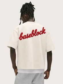 Baseblock 男士圓領短袖印花T恤 - 杏色 - 查看 5