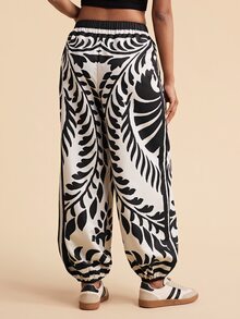 Travachic Women's Beach Vacation Elastic Waist All-Over Print Pants - Multicolor - View 3